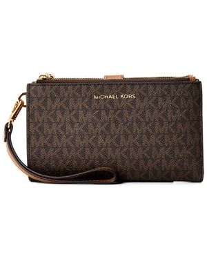 MICHAEL Michael Kors Double Zip Wristlet Wallet On Chain - Brown