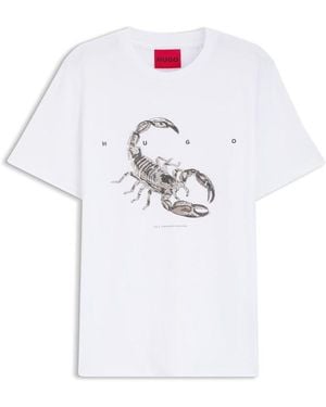 HUGO Cotton-Jersey T-Shirt With Spaced-Out Logo - White