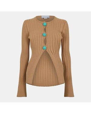 Stella McCartney Ribbed Cardigan - Brown