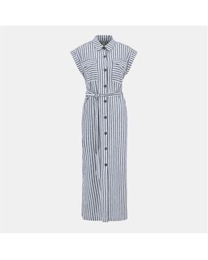 Barbour Abby Tailored Button-Through Shirt Dress - Blue