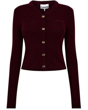 Ganni Rib Cardie Ld61 - Purple