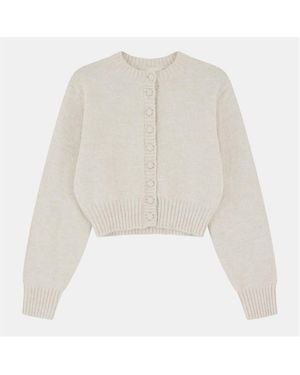 The Couture Club Emblem Cropped Cardigan - White