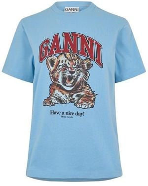 Ganni Graphic T-Shirt - Blue