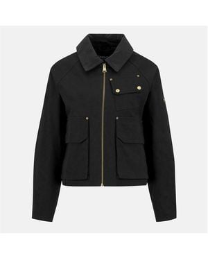 Barbour Warlock Heavy Cotton Faux-Velvet Collar Boxy Coach Jacket - Black