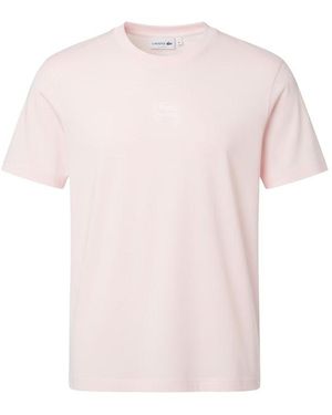 Lacoste Signature Print Cotton T-Shirt - Pink