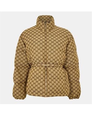 Gucci Structured-Toned Hardware Embroidered Bomber Jacket - Brown