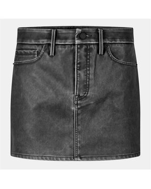 GOOD AMERICAN Leather High-Rise Mini Skirt - Green
