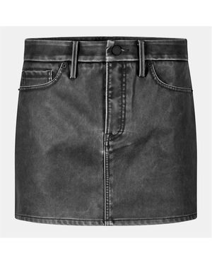 GOOD AMERICAN Leather High-Rise Mini Skirt - Green