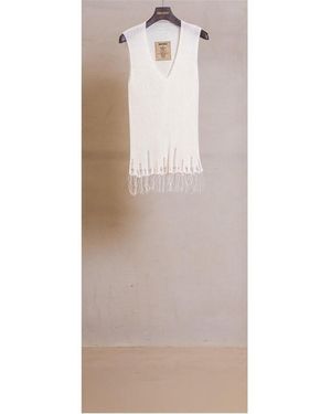 Uma Wang V Neck Top Knitted Jumper Vest - Natural