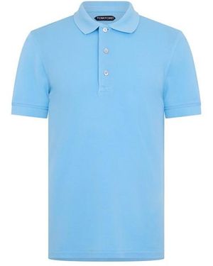 Tom Ford Tf Lyocell Short Sleeve Polo Shirt - Blue