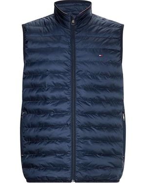 Tommy Hilfiger Duck Down Sleeveless Funnel Neck Zip Short Puffer Jacket - Blue
