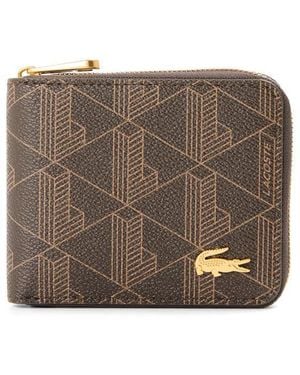 Lacoste Mono Leather Billfold Wallet - Brown