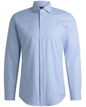 BOSS H-Hank Long Sleeve Spread Collar Shirt - Blue