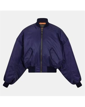 Balenciaga Round Bomber Long Sleeve Zip Parka - Blue
