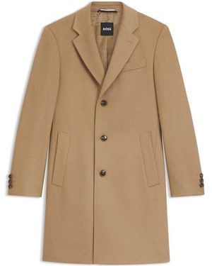 BOSS Hbb Hyde Long Sleeve Lapel Overcoat - Brown