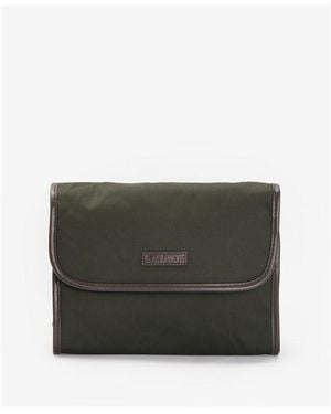 Barbour Wax Hanging Washbag - Green