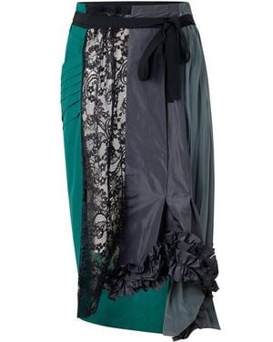 Prada Technical Taffeta Patchwork Skirt - Blue