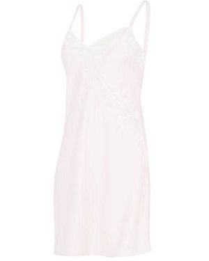 Ralph Lauren Satin Lace-Trim Chemise - White