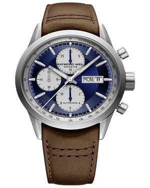 Raymond Weil Freelancer Automatic Stainless Steel Leather Auto Analogue Watch - Blue