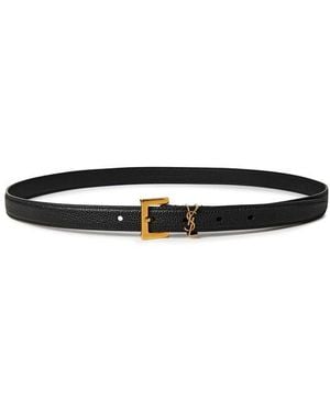 Saint Laurent Thin Cassandre Belt - Black