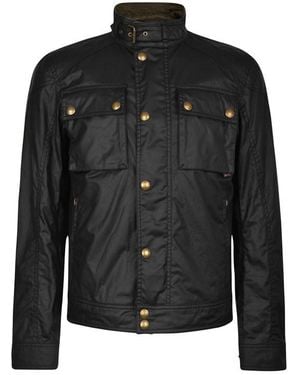 Belstaff Racemaster Waxed Cotton Long Sleeve Funnel Neck Wax Jacket - Black