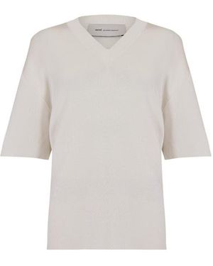 Ami Paris V Neck Short Sleeve T-Shirt - White