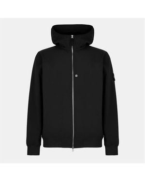 Stone Island Soft Shell Hooded Jacket - Black