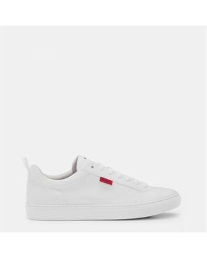 HUGO Faux-Leather Logo Trainers - White