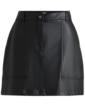 BOSS C Vite Leather Skirt - Black