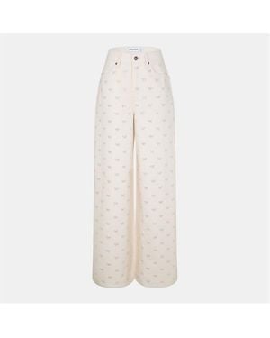 Self-Portrait Diamante Wide Leg Jeans - Natural