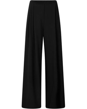 Norma Kamali Pleat Pant Wide Leg Trousers - Black