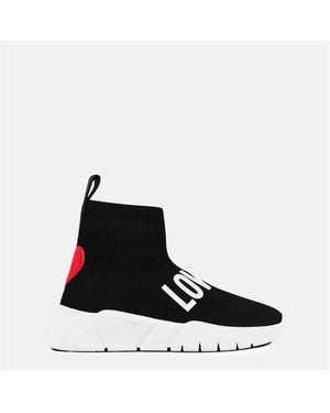 Love Moschino Logo Strap Hi Sock Trainers - Black