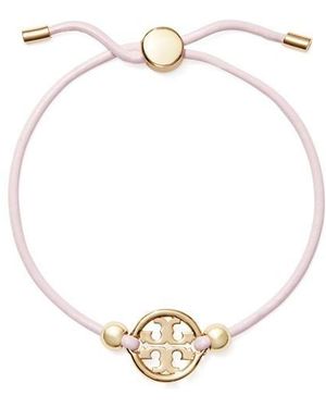 Tory Burch Miller Slider Adjustable Leather Bracelet - Metallic