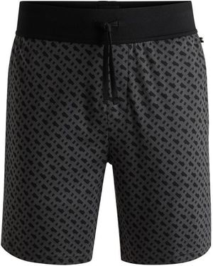 BOSS Relaxmono Jersey Relaxed Fit Fleece Jogger Shorts - Black