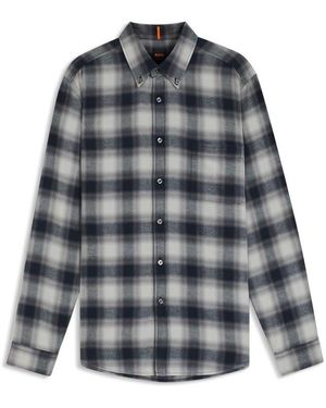 BOSS Check Shirt, Eye-Catching Print - Grey