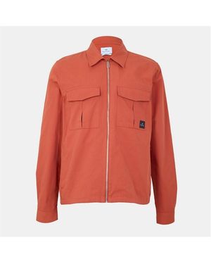 Paul Smith Cotton Zip Long Sleeve Overshirt - Red