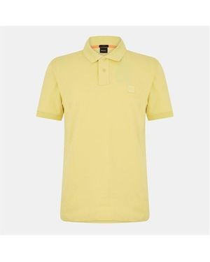 BOSS Passenger Logo-patch Cotton-blend Piqué Polo Top - Yellow
