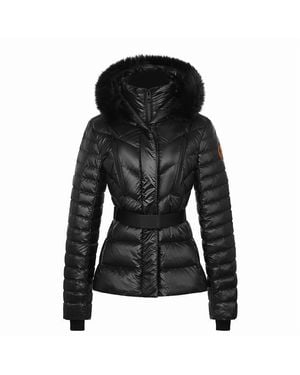 ARCTIC ARMY Aurora Hooded Belted Long Sleeve Short Puffer Jacket - Black