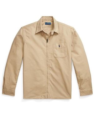 Polo Ralph Lauren Garment Dye Cotton Long Sleeve Full Zip Overshirt - Natural