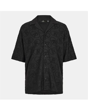 Represent All Over Towel Fabric Short Sleeve Shirt - Black
