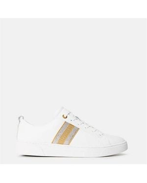 Ted Baker Lace-Up Leather Webbing Trainers - White