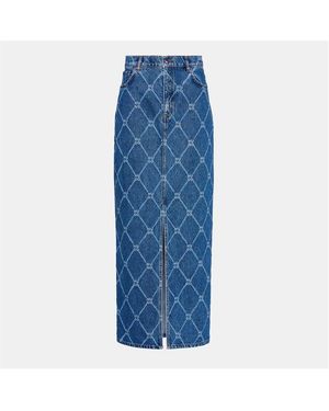 HUGO Rigid-Denim Maxi Skirt - Blue