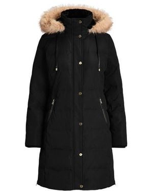 Ralph Lauren Fur Hood Medium Puffer Jacket - Black