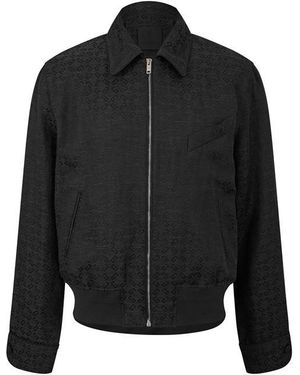 Givenchy Monogram Blouson Linen Long Sleeve Coach Jacket - Black