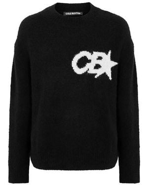 Cole Buxton Star Knitted Crew Neck Jumper - Black