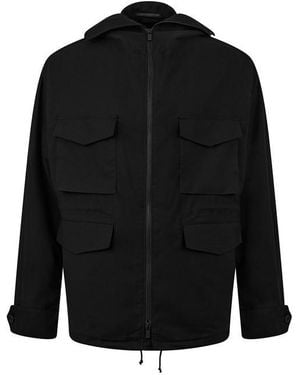 Yohji Yamamoto Brim Cotton Long Sleeve Hooded Field Jacket - Black