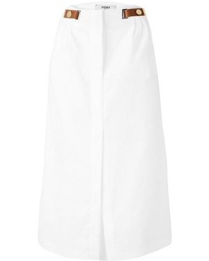 Fendi Linen Midi Skirt - White