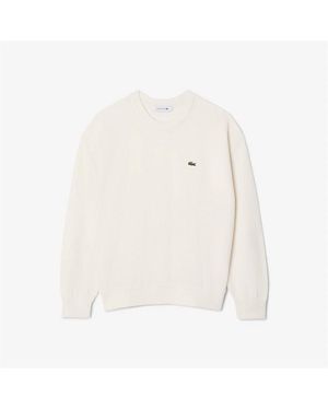Lacoste Cotton Knitted Crew Neck Jumper - White