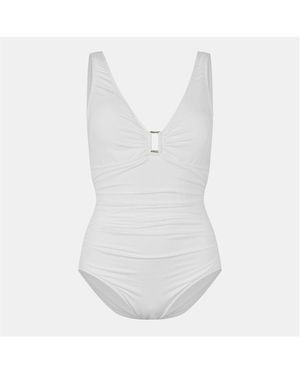 Ralph Lauren Ring Detail Plunge Swimsuit - Blue