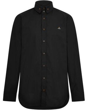 Vivienne Westwood Logo Cotton Krall Long Sleeved Shirt - Blue